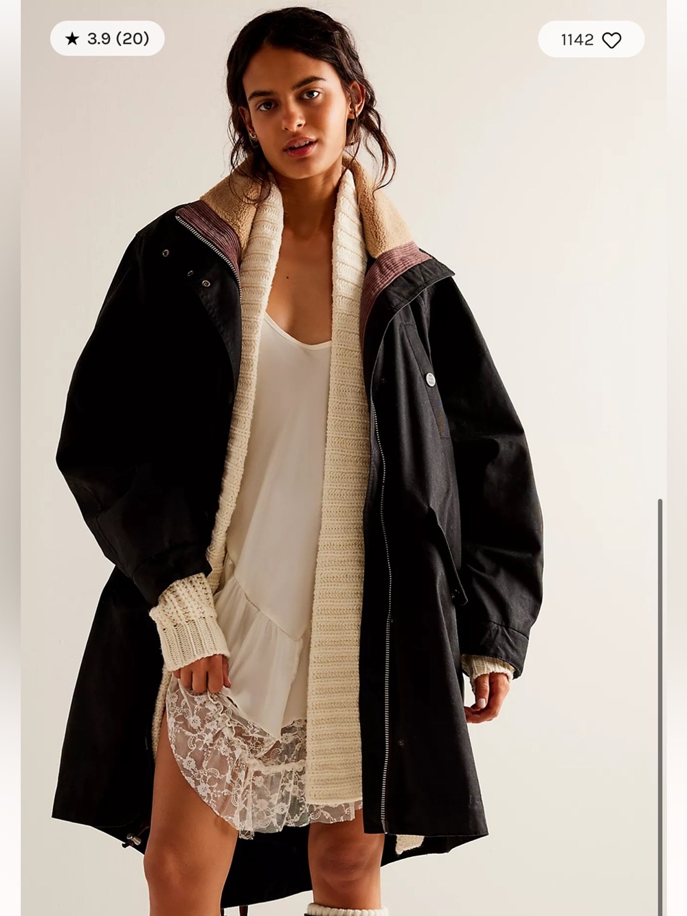 Free People We The Free Juki Waxed Parka Black Size M $398